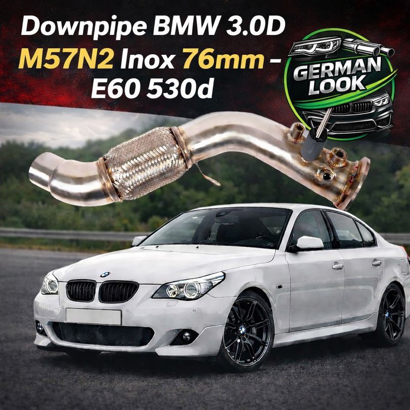 Downpipe BMW 3.0D M57N2 Inox 76mm – E90 E91 E92 E60 E61 X5 X6 325d 330d 530d