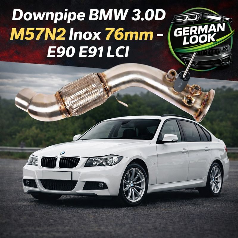 Downpipe BMW 3.0D M57N2 Inox 76mm – E90 E91 E92 E60 E61 X5 X6 325d 330d 530d