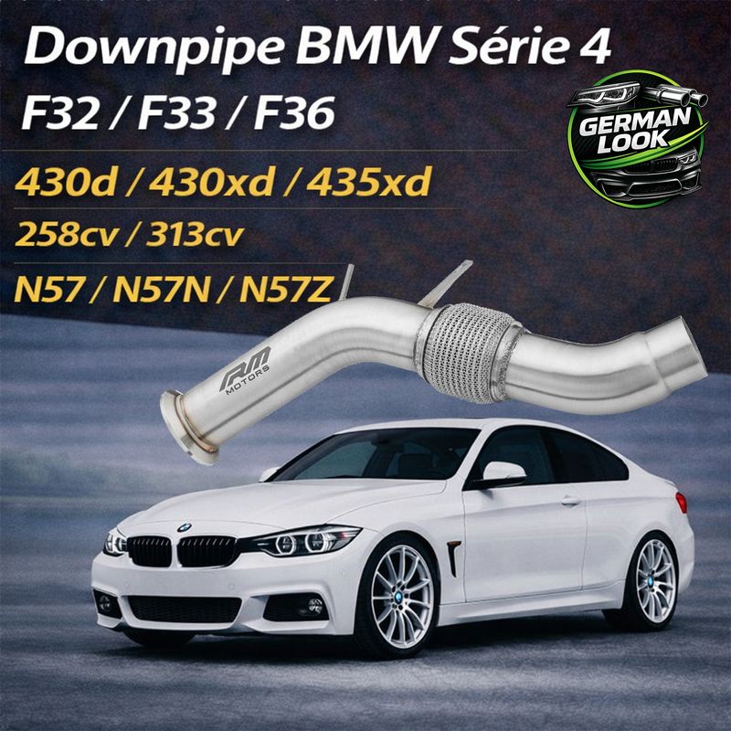Downpipe BMW Série 4 F32 F33 F36 430d 435xd N57 Inox 76mm RM Motors
