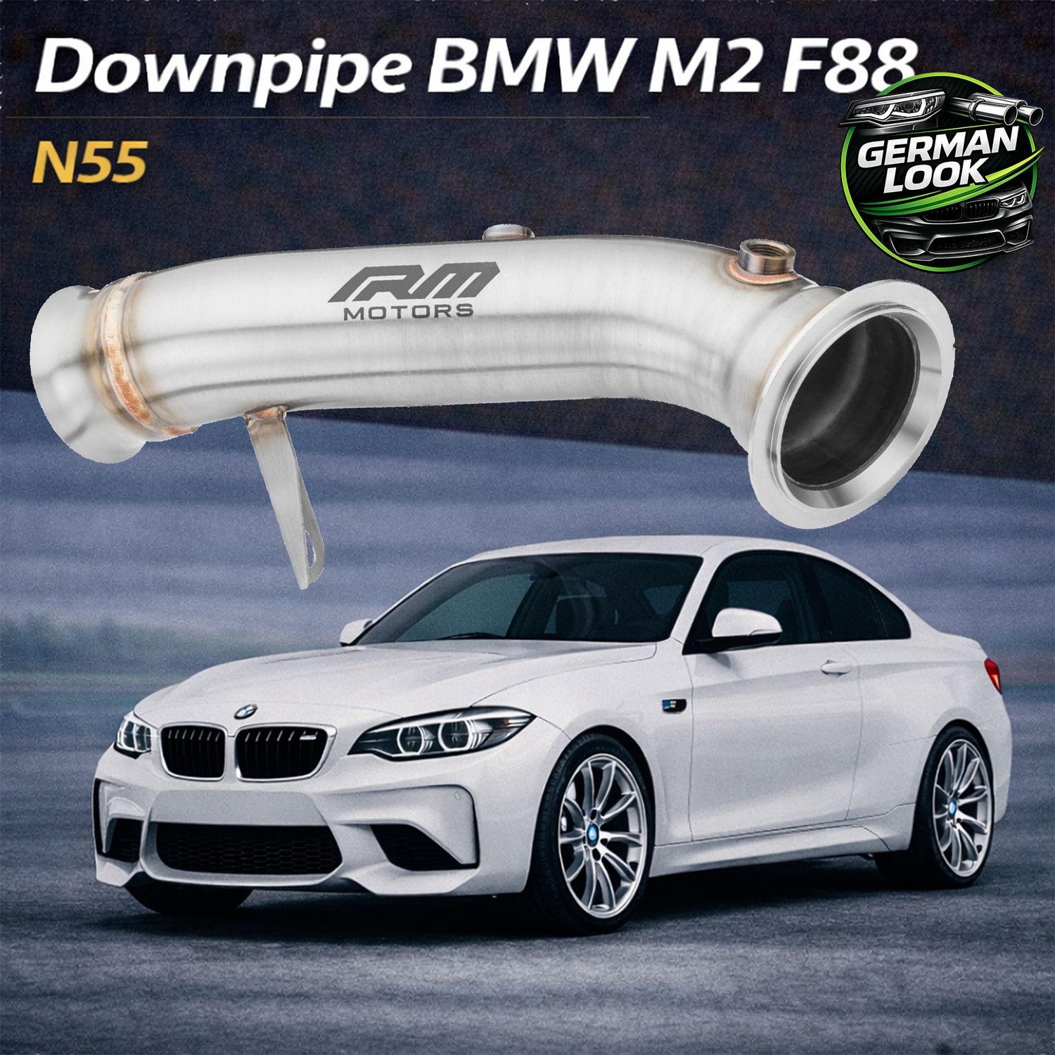 Downpipe BMW Série 2 F22 F23 M2 N55 235i Inox 76mm RM Motors Downpipe BMW Série 2 F22 F23 M2 N55 235i Inox 76mm RM Motors