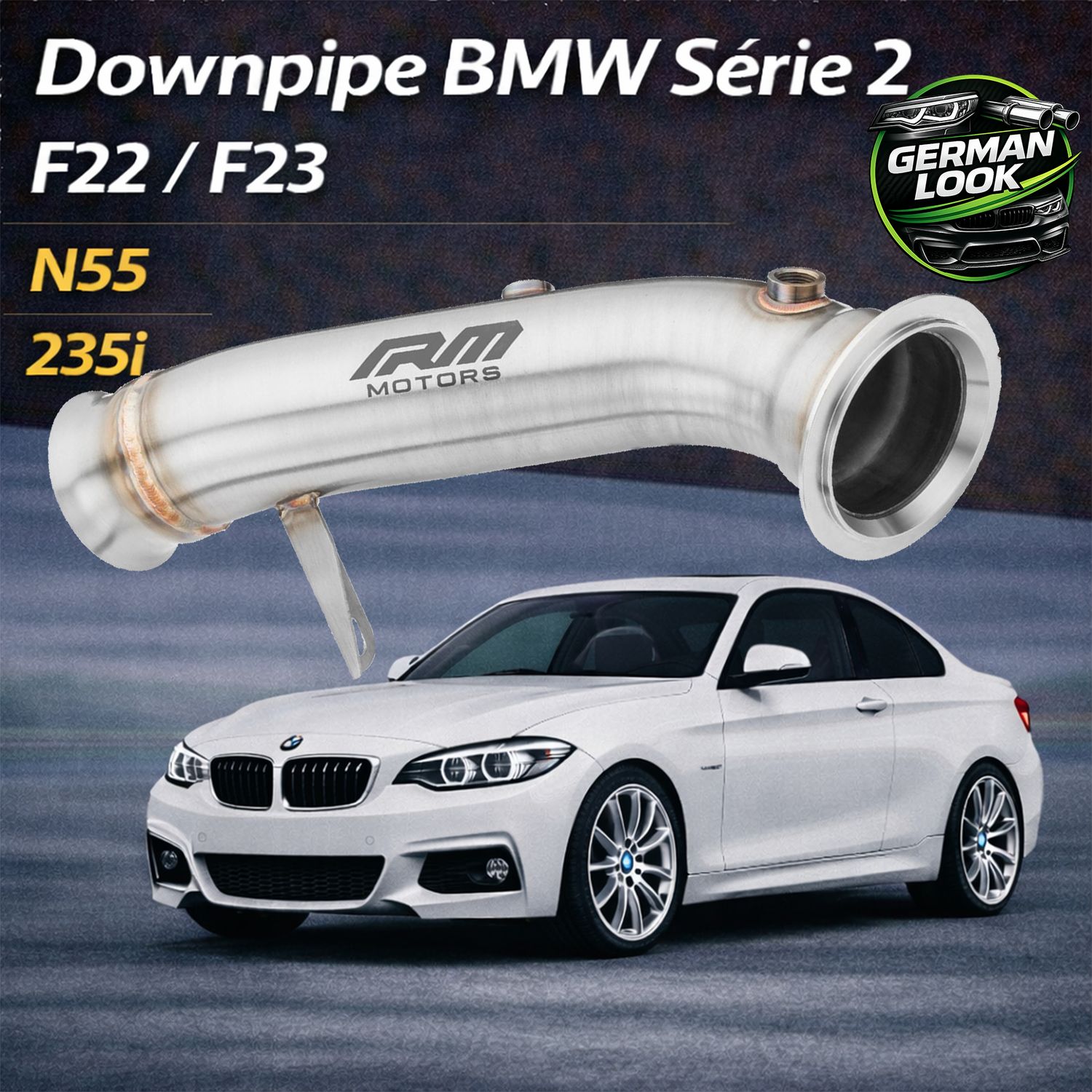 Downpipe BMW Série 2 F22 F23 M2 N55 235i Inox 76mm RM Motors