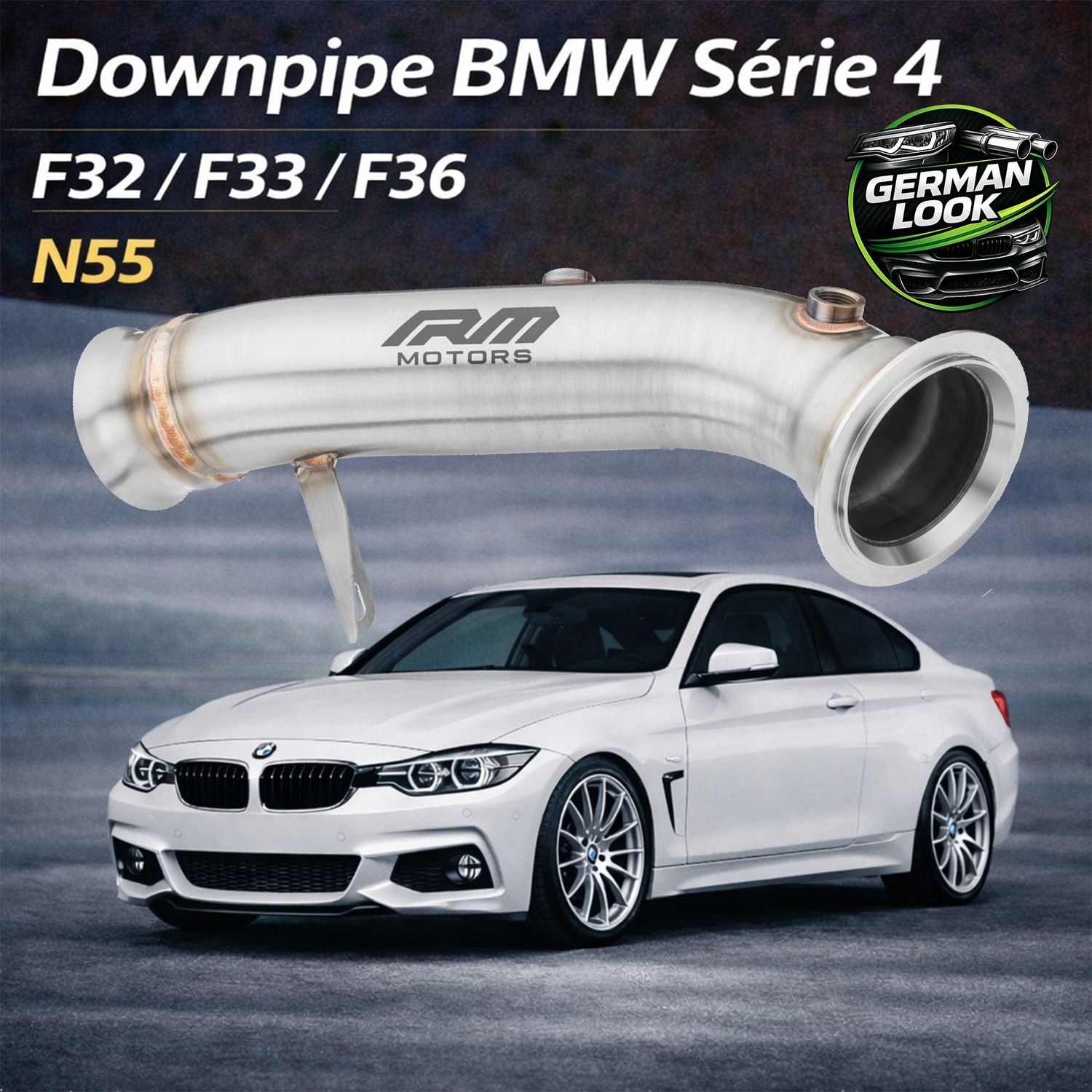 Downpipe Inox RM Motors BMW 435i F32 F33 F36 N55 Euro 6 76mm