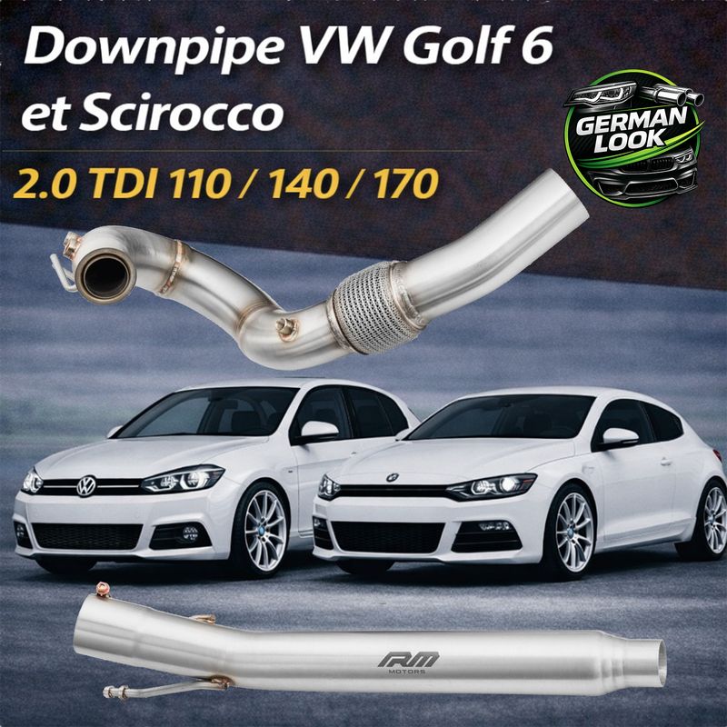 Downpipe VW Golf 6 Scirocco 2.0 TDI 110 140 170cv Inox RM Motors