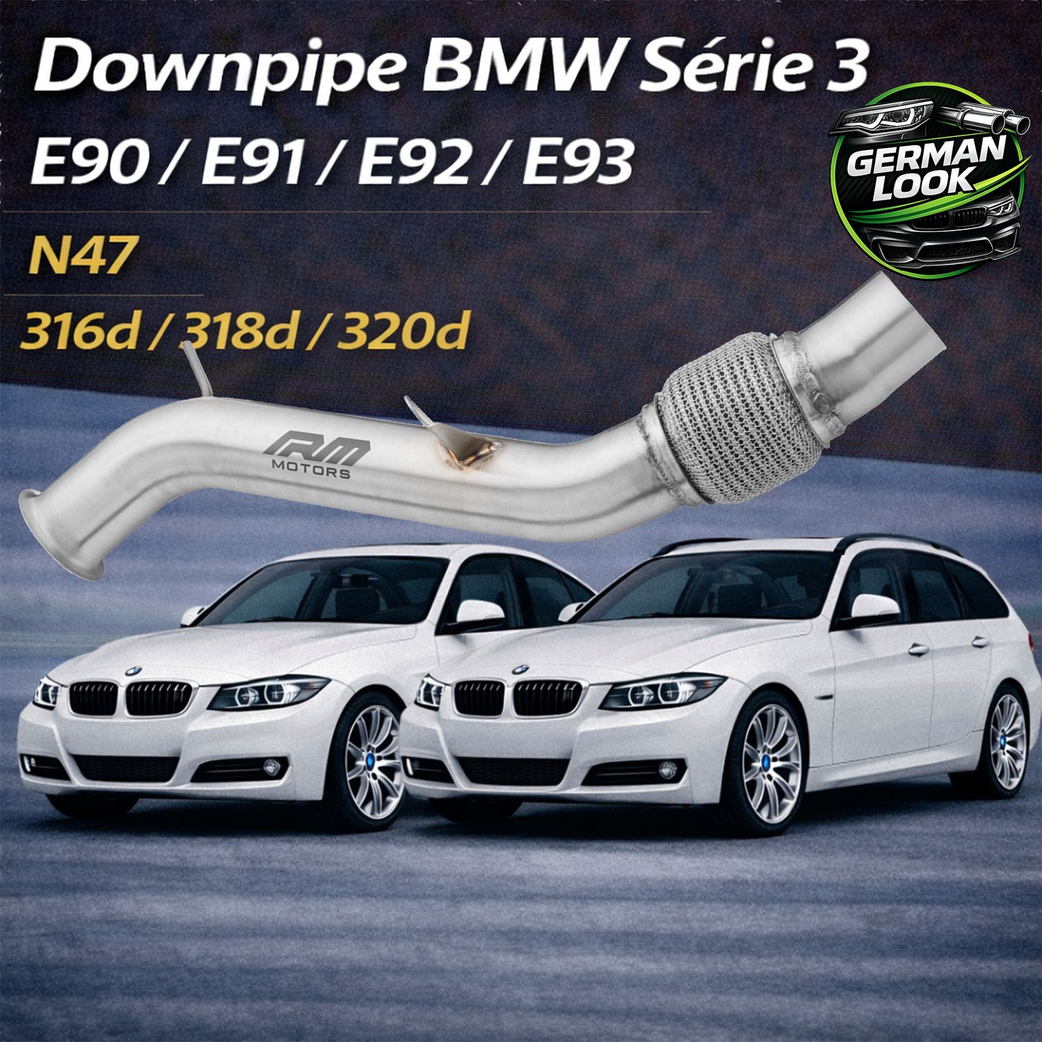 Downpipe BMW E90 E91 E92 E93 316d 318d 320d N47 Inox RM Motors Downpipe BMW E90 E91 E92 E93 316d 318d 320d N47 Inox RM Motors