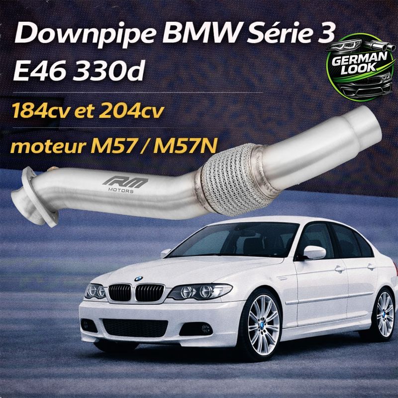 Downpipe RM Motors BMW E46 330d M57 M57N 184cv 204cv Inox