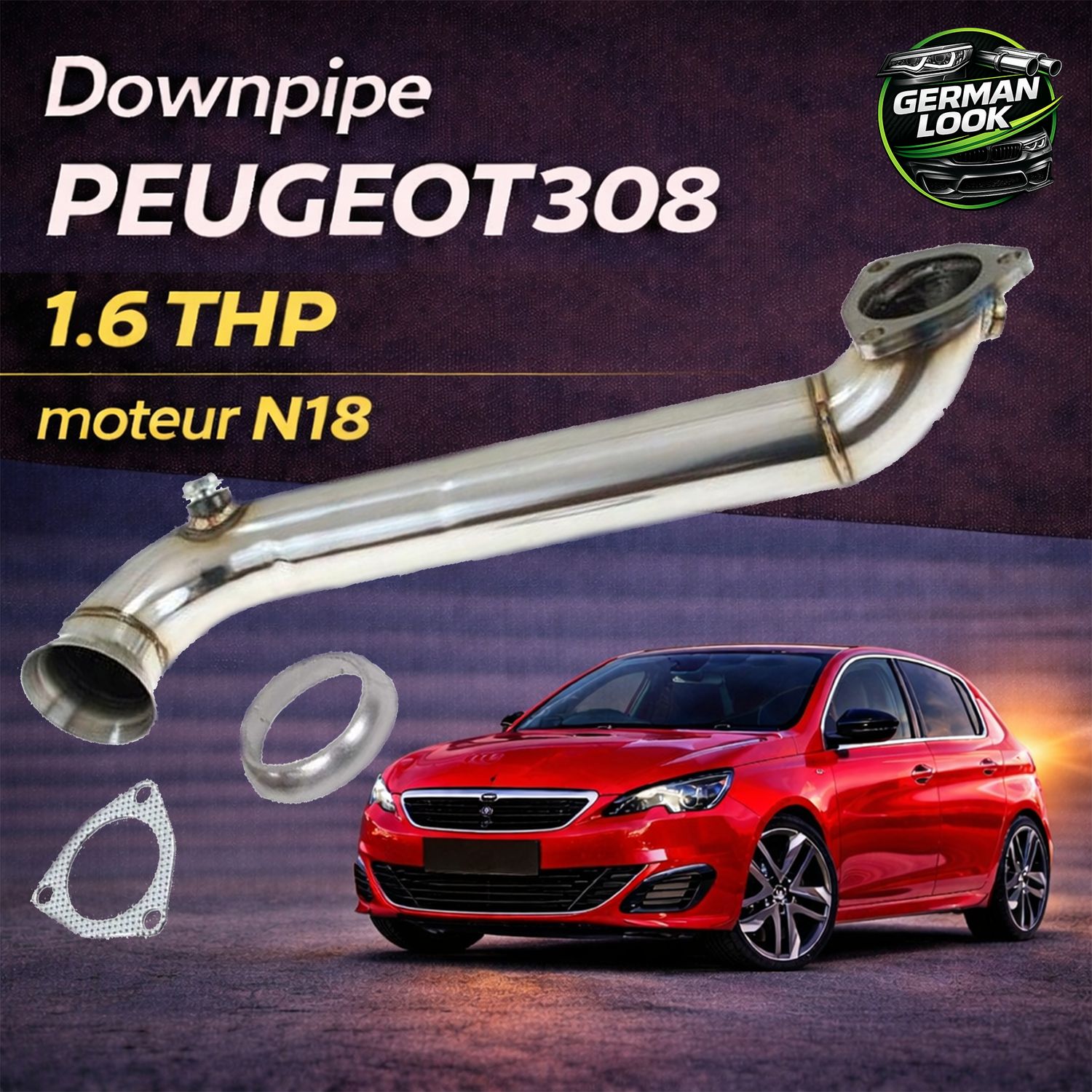 Downpipe Inox Peugeot 207 208 308 RCZ 1.6 THP N18 Citroën DS3 C4 Performance