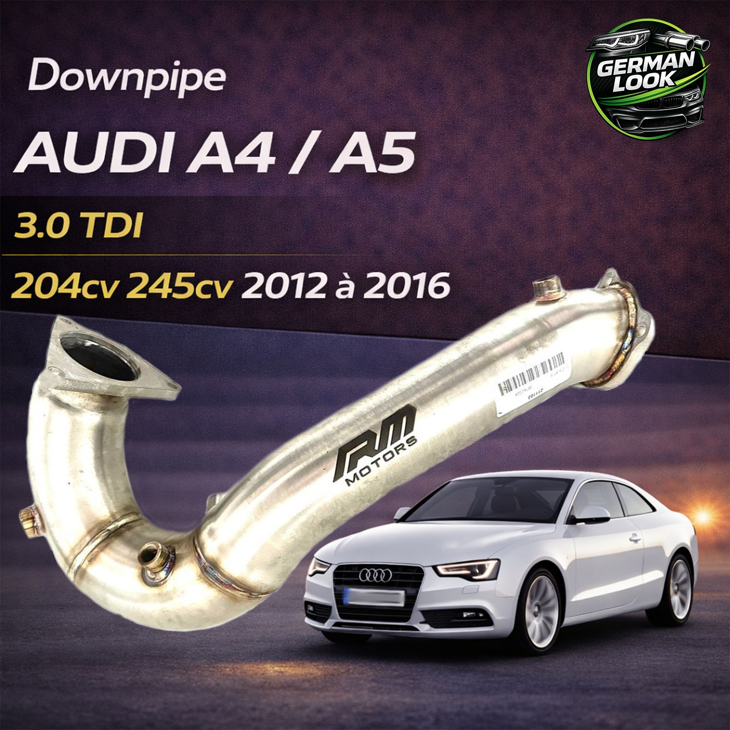 Downpipe Inox RM Motors Audi A4 A5 3.0 TDI 204cv 245cv (2012-2016)