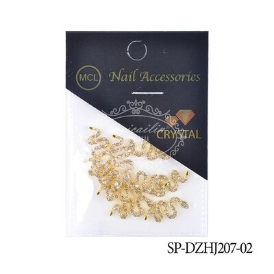 Gold Nail Art Accessories Crystal - Nail Snake Shape