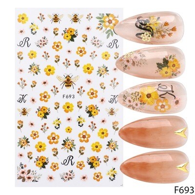 Nail Decals Artificial Flower Decorations Nail Art Accessories 1Sheets Nail Stickers with Assorted Water Transfer Sticker Nai