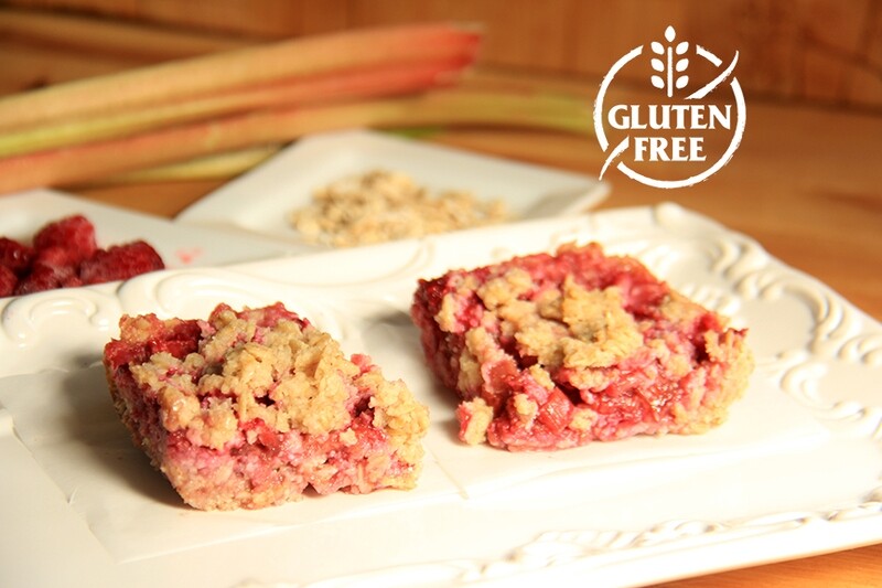 Raspberry Rhubarb Oat Bars (GF)