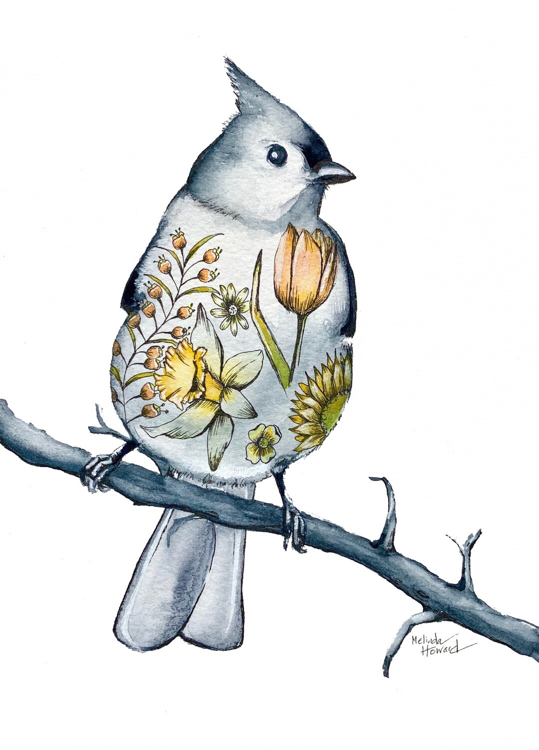 8x10 Tufted Titmouse - Tattoo Bird Series Print