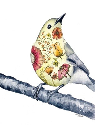 8x10 Warbler - Tattoo Bird Series Print