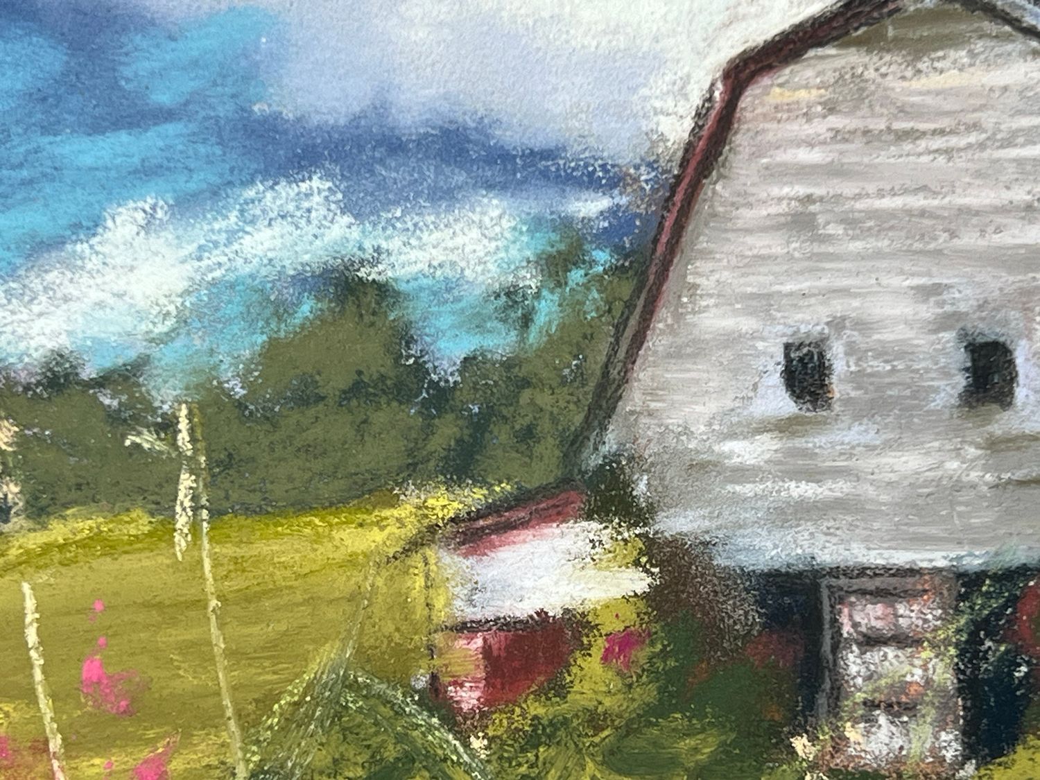 "Quiet Barn" Pastel Painting, 6x4"