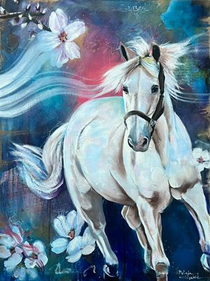 "The White Horse is Ready", oil on canvas