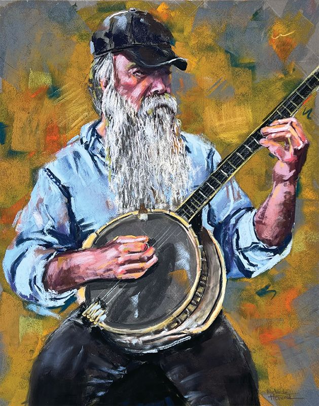 "Old Bluegrass Pickin" Original Pastel Painting, 11x14