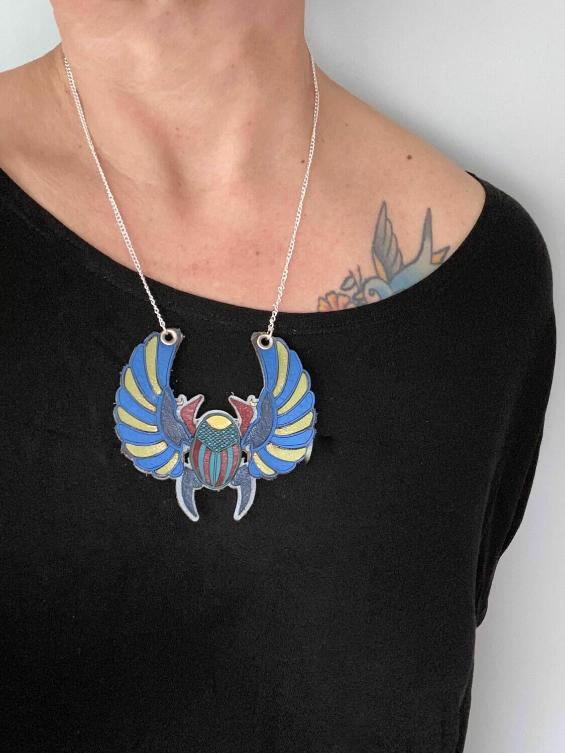 Scarab Beetle Leather Necklace