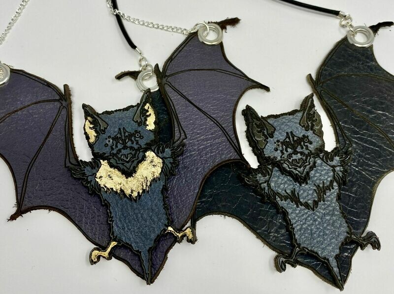 Leather Vampire Bat Necklace