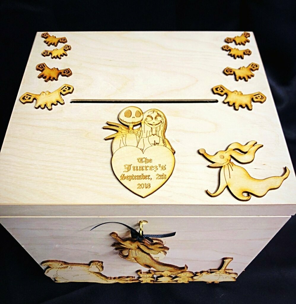 Jack & Sally Wedding Post Box with Slot and Lock