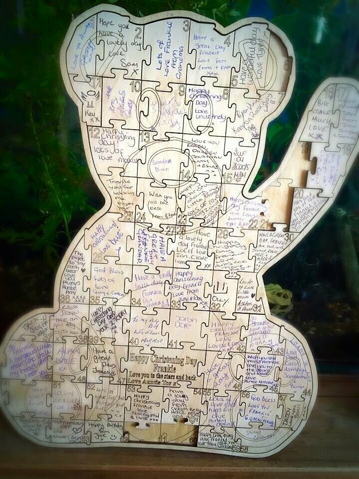 Teddy Bear Jigsaw Christening Guest Book