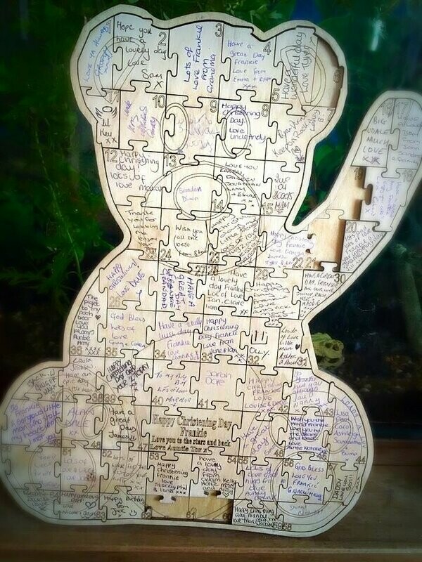 Teddy Bear Jigsaw Christening Guest Book