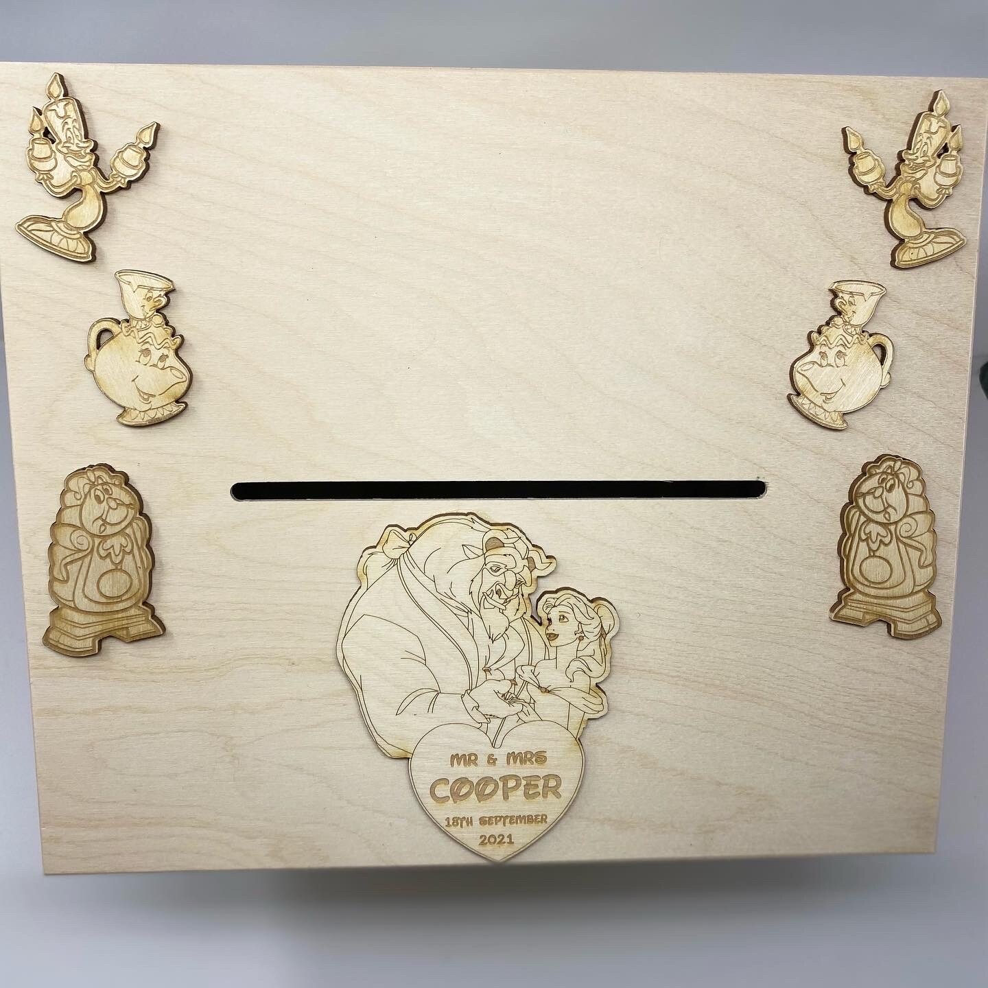 Beauty & The Beast Wedding Post Box with Slot and Lock