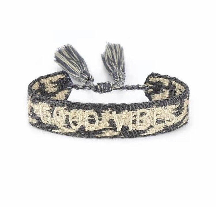 Armband "GOOD VIBES" grau