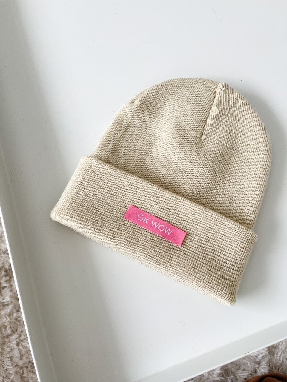 Beanie "OK WOW" rosa