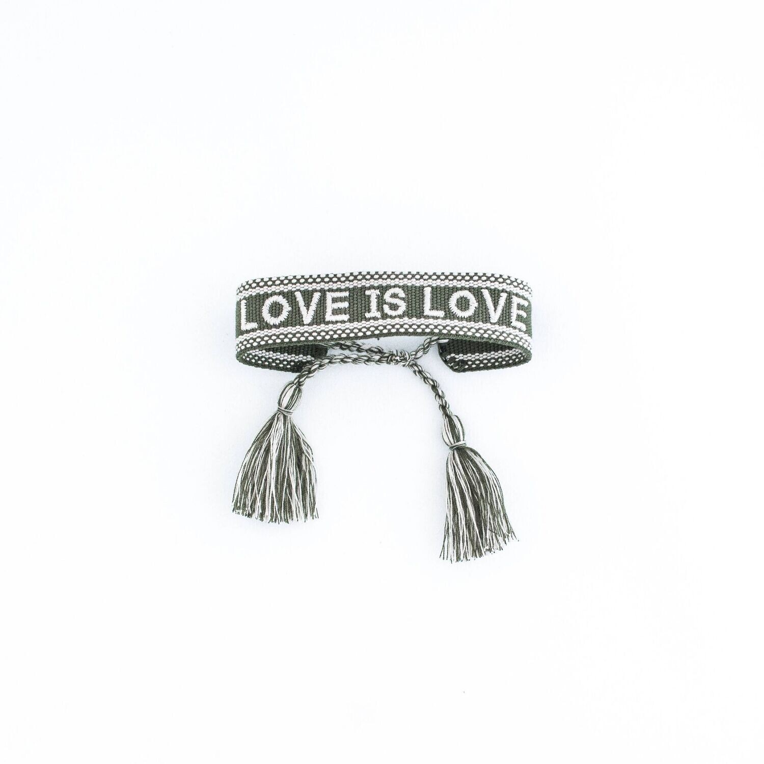 Armband "LOVE IS LOVE" oliv