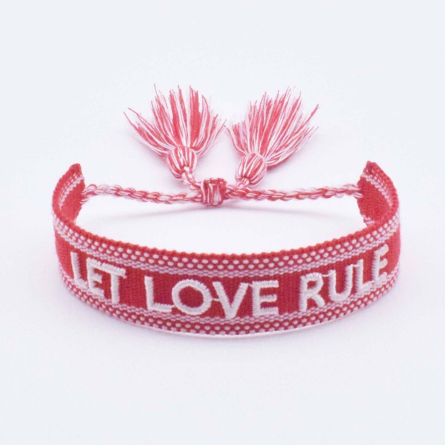 CANVAS Armband "LET LOVE RULE" rot