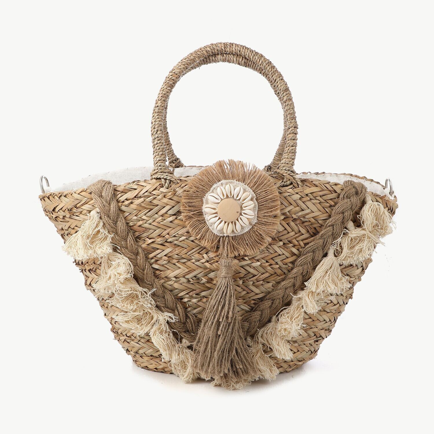 Strandtasche mit Fransen / verschließbar