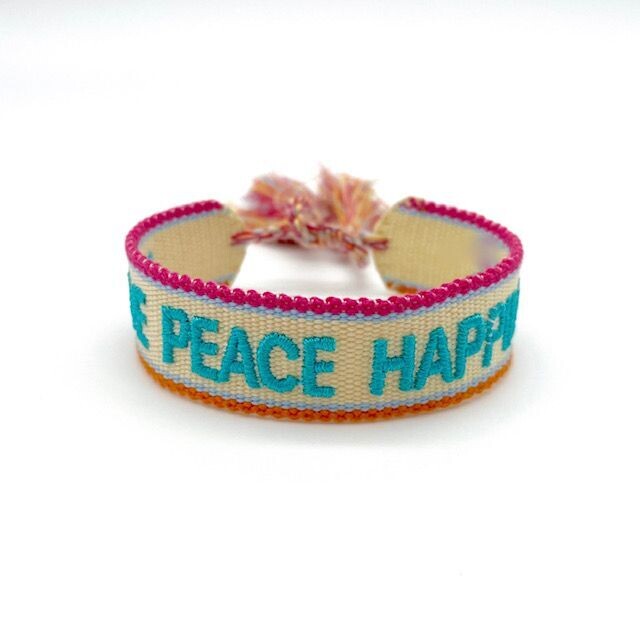 CANVAS Armband "Love, Peace, Happiness"