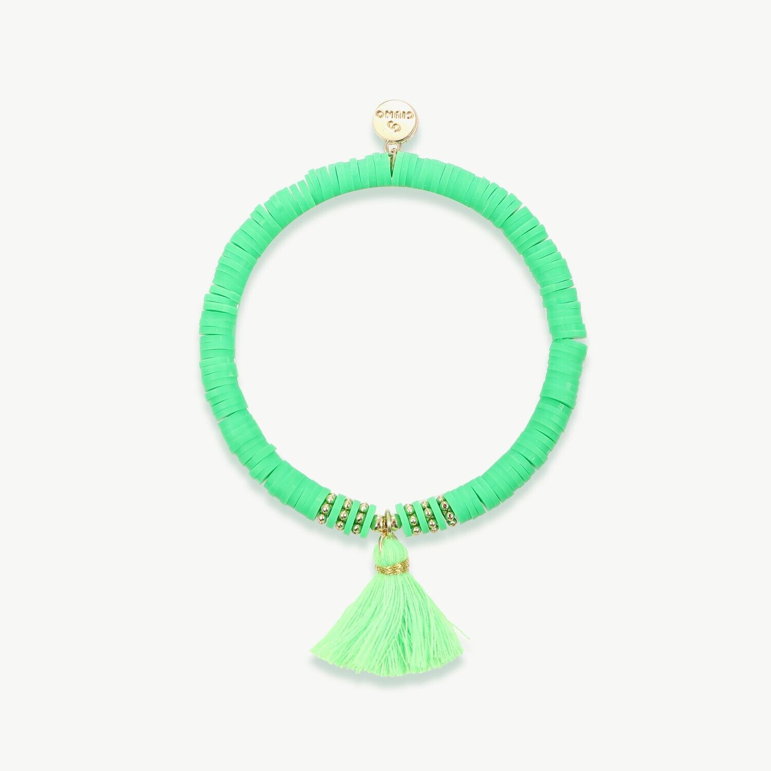 Elastisches Armband  mit Quaste grün