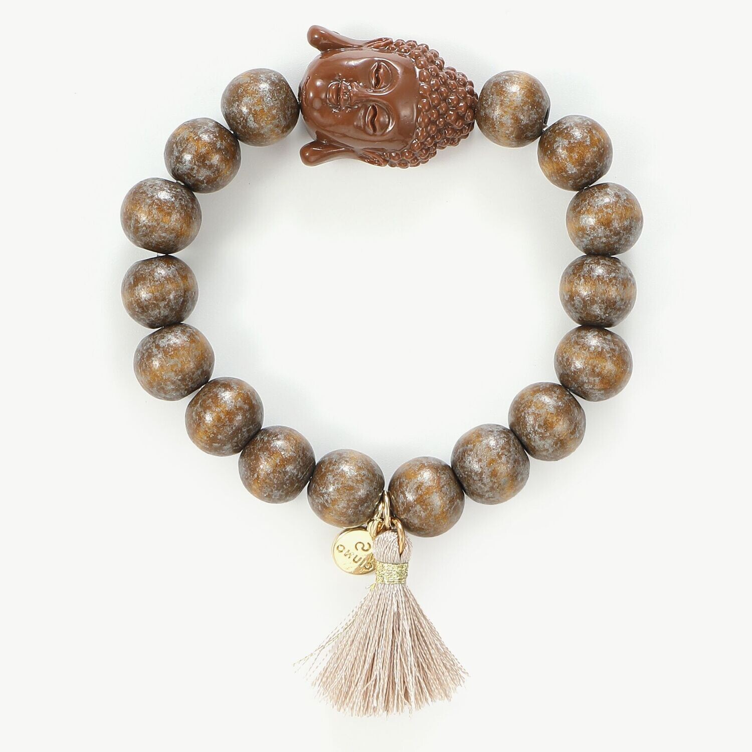 Elastisches Armband "Buddha" braun