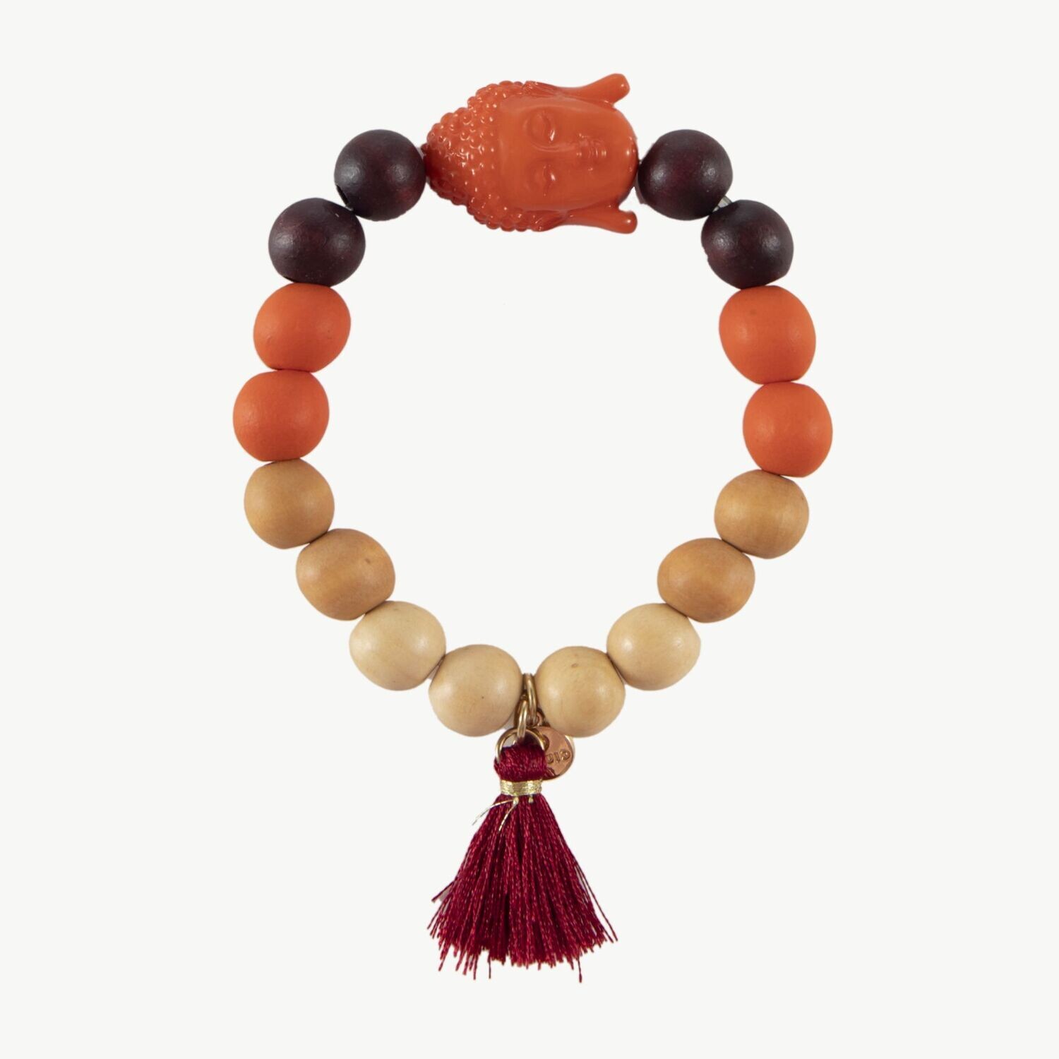 Elastisches Armband "Buddha" orange/braun/sand