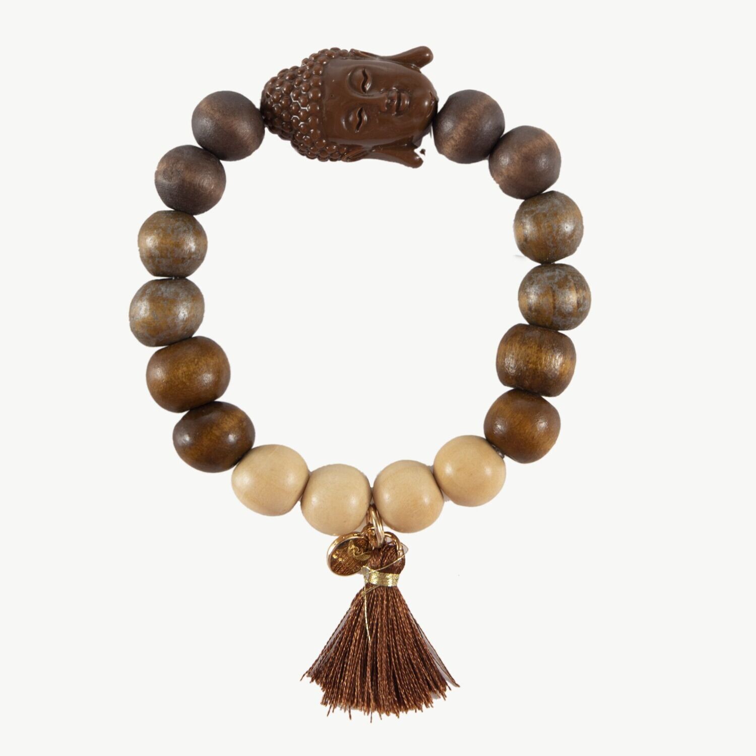 Elastisches Armband "Buddha" braun/sand