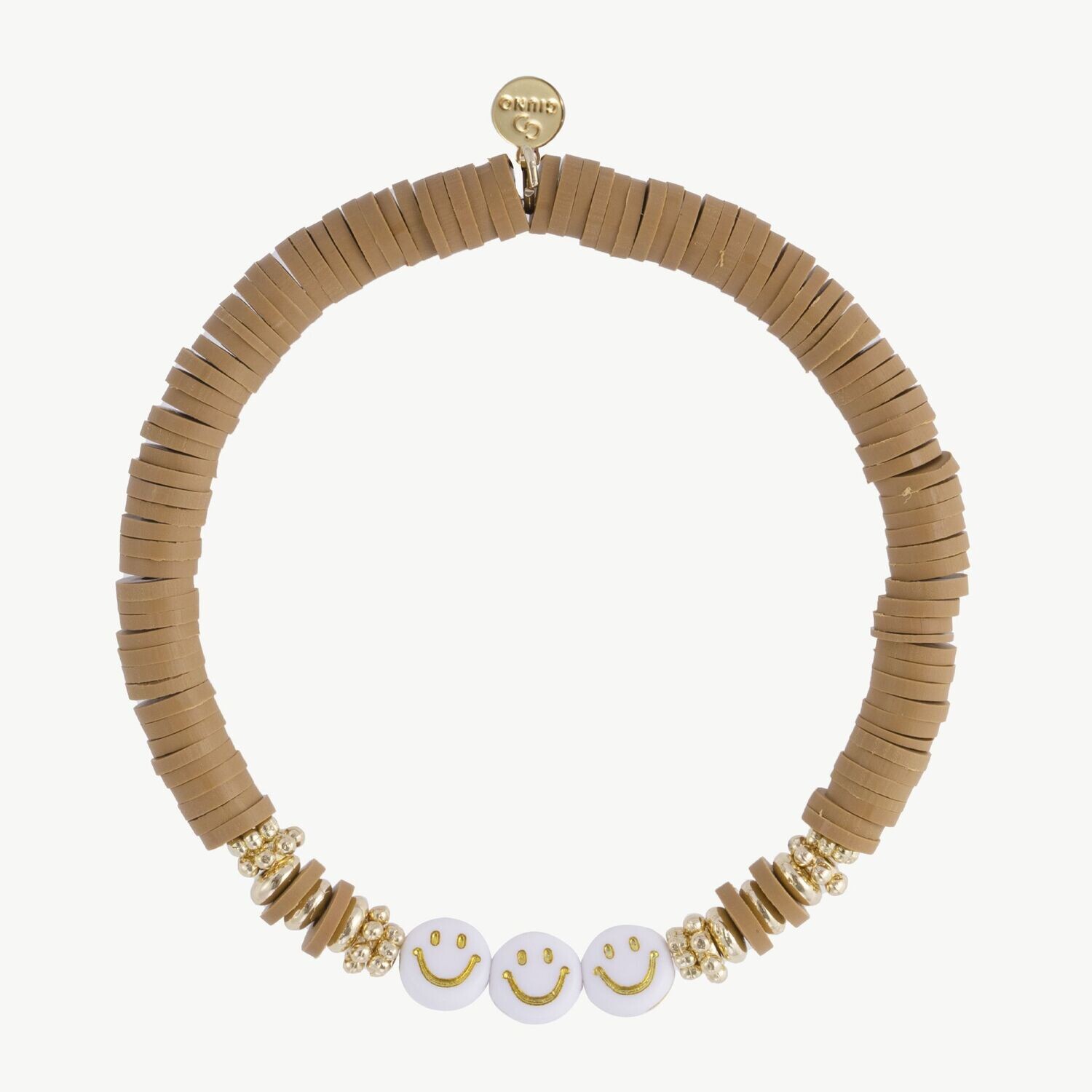 Elastisches Armband  braun mit Smileys