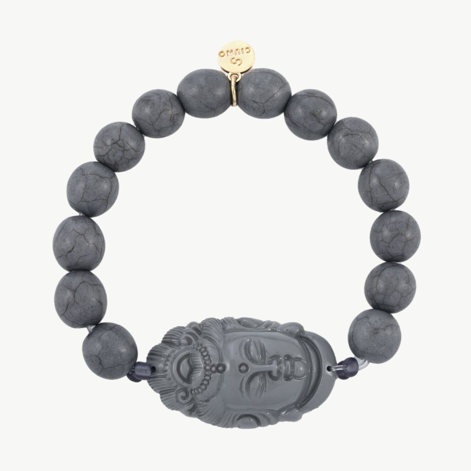 Elastisches Armband "Buddha" dunkelgrau