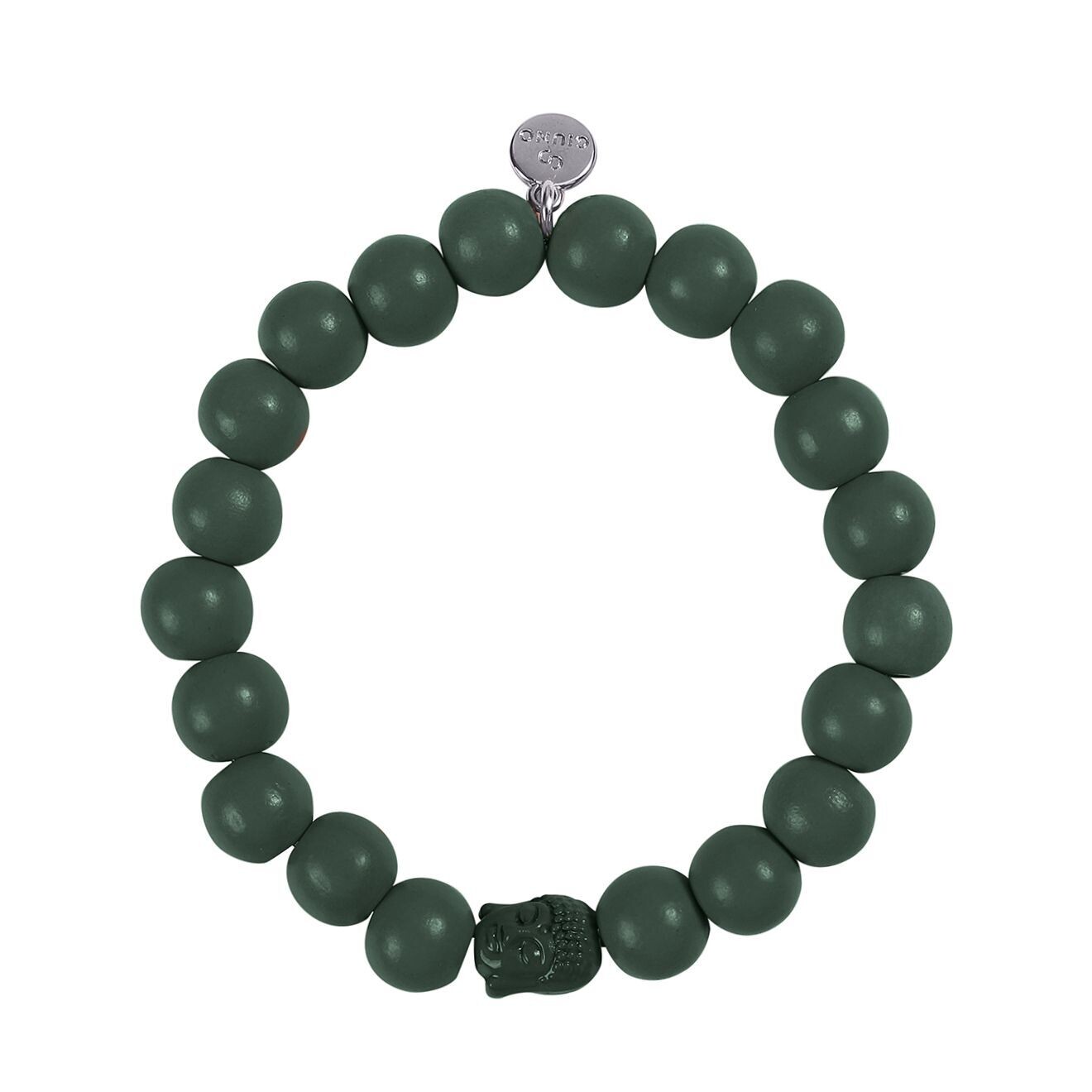 Elastisches Armband mit Buddha-Kopf dunkelgrün