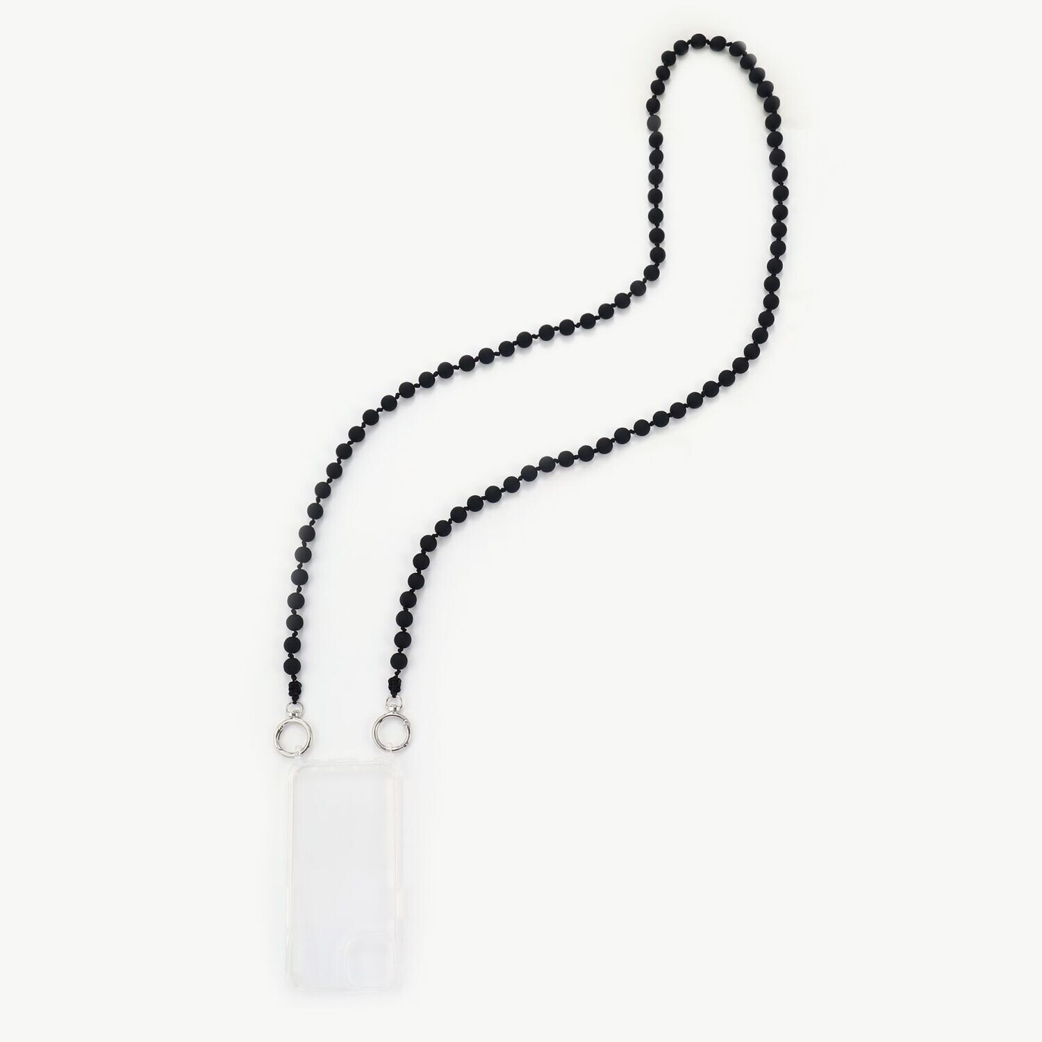 Acryl-Perlen Handy-Kette in schwarz / matt