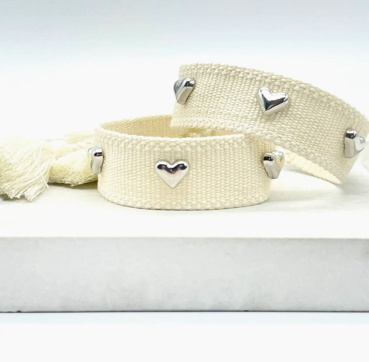 CANVAS Armband "Herz" / weiß / silber