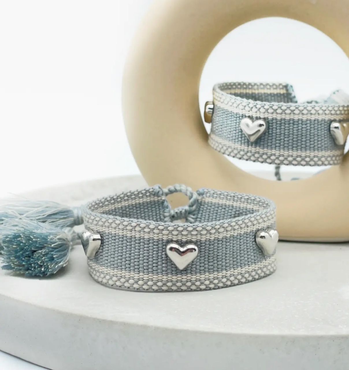 CANVAS Armband "Herz" / grau / silber
