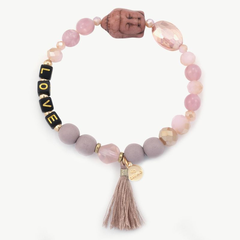 Elastisches Armband "Buddha" rosa