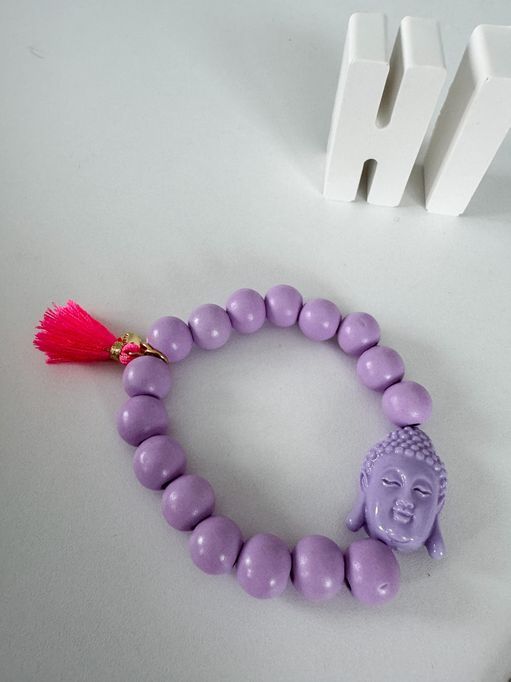 Elastisches Armband "Buddha" lila / pink