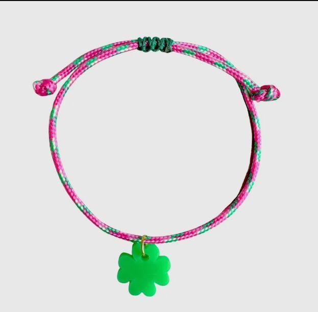 Armband pink Kleeblatt grün