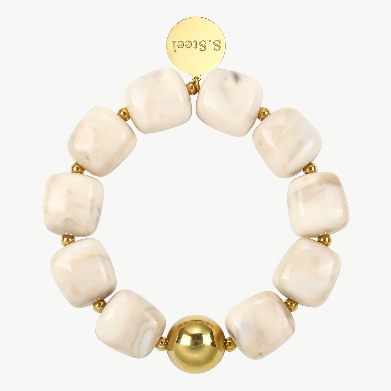 Elastisches Acrylarmband beige