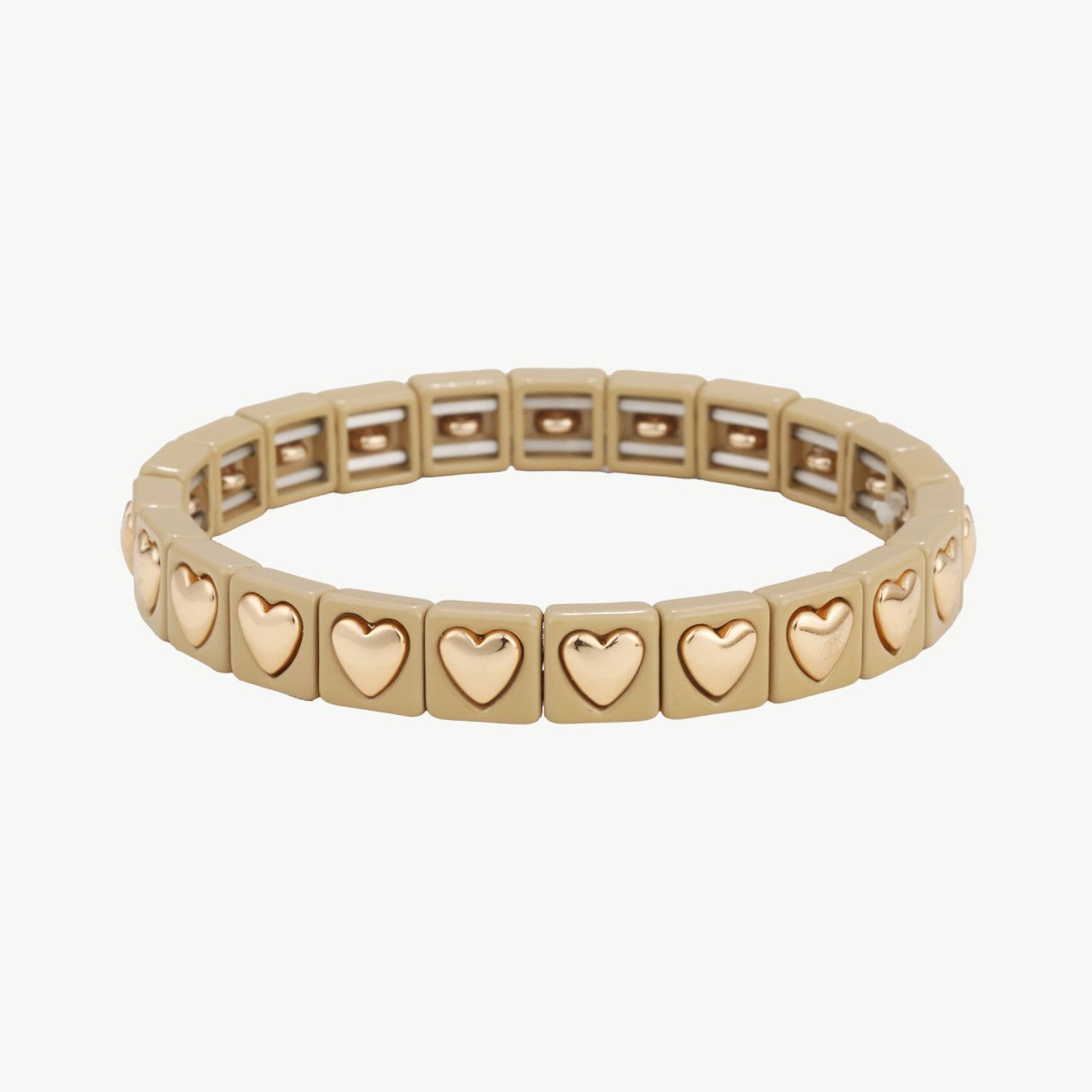 Elastisches Armband mit Herzlegierung beige