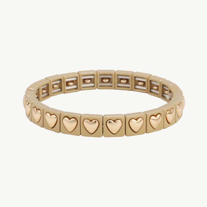 Elastisches Armband mit Herzlegierung beige