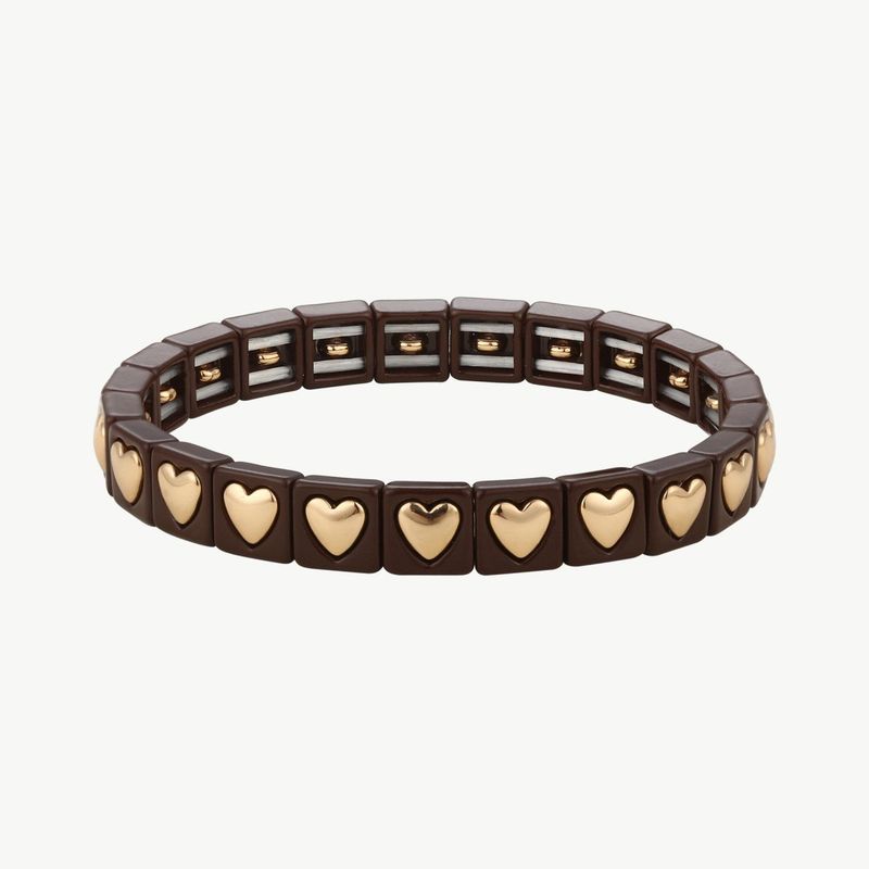 Elastisches Armband mit Herzlegierung braun