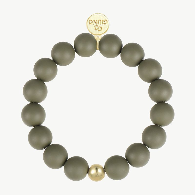 Elastisches Acrylarmband aus Kupferperlen oliv