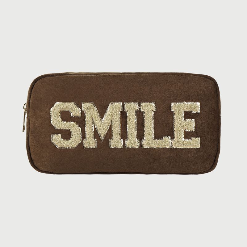 Kosmetiktasche "Smile" beige/ braun